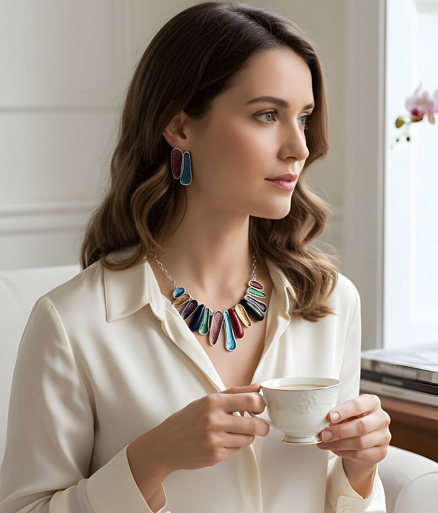 Blingss Exclusive Luxury Range Necklace Set For Ladies Anti Tarnish With Enamel Coating