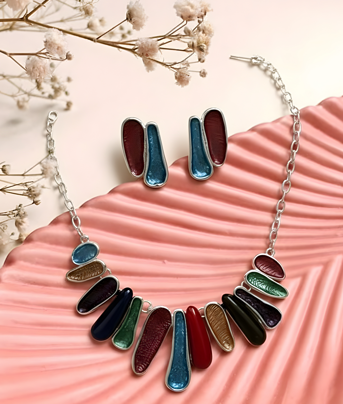 Blingss Exclusive Luxury Range Necklace Set For Ladies Anti Tarnish With Enamel Coating