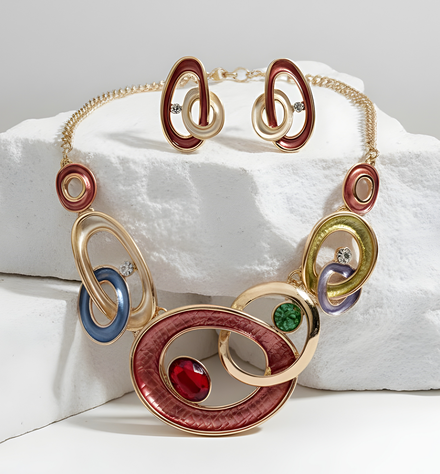 Blingss Exclusive Luxury Range Necklace Set For Ladies Anti Tarnish With Enamel Coating