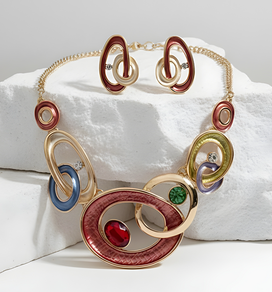 Blingss Exclusive Luxury Range Necklace Set For Ladies Anti Tarnish With Enamel Coating