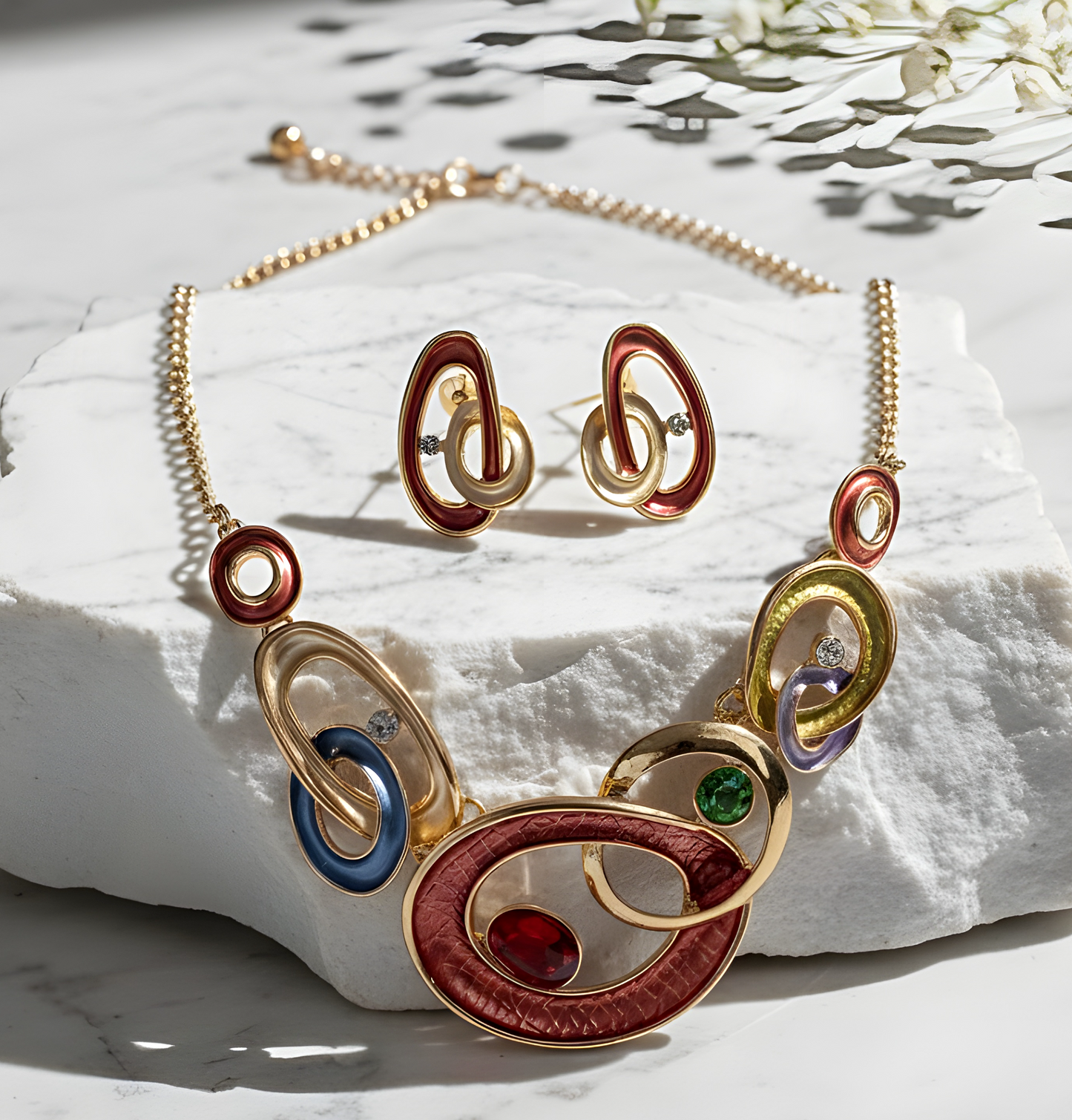 Blingss Exclusive Luxury Range Necklace Set For Ladies Anti Tarnish With Enamel Coating