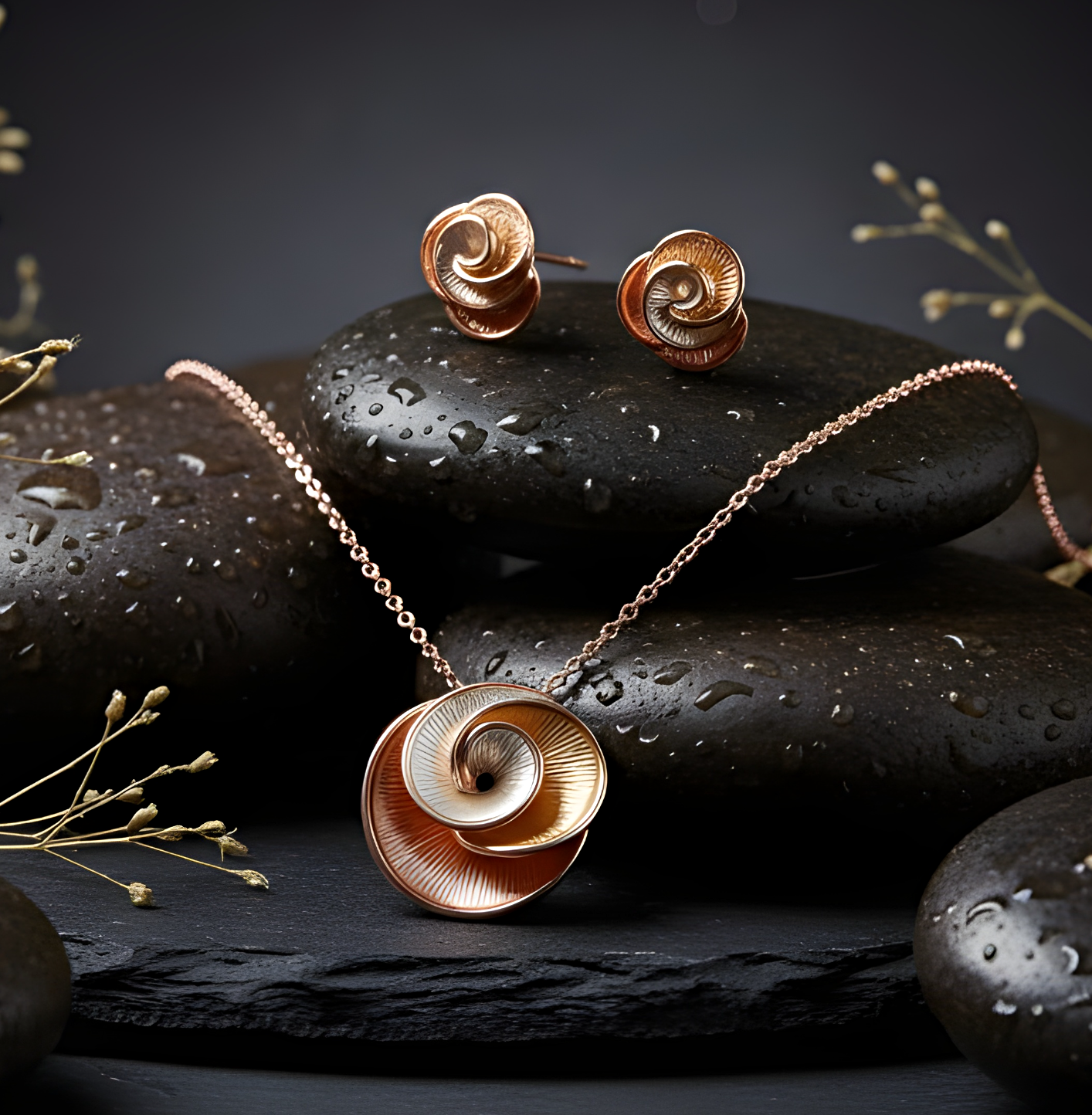 Blingss Exclusive Luxury Range Flower Pendant Necklace Set For Ladies Anti Tarnish With Enamel Coating